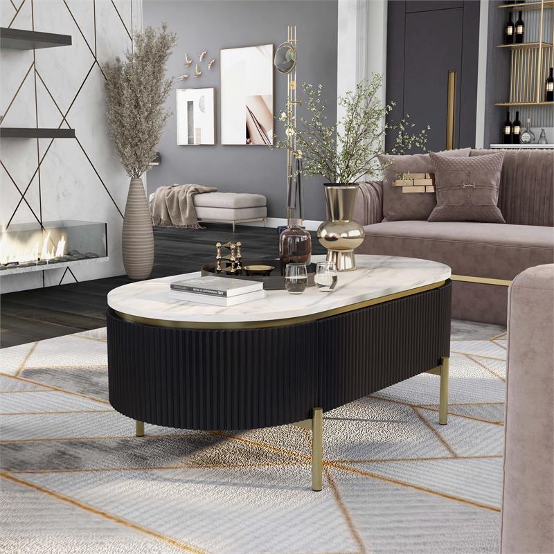Furniture of America Timi Glam Wood 2-Piece Coffee Table Set in Dark Walnut