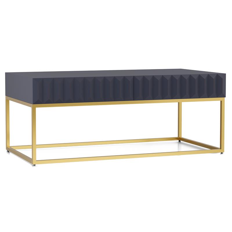 Furniture of America Giffore Metal 2-Piece Coffee Table Set in Antique Blue