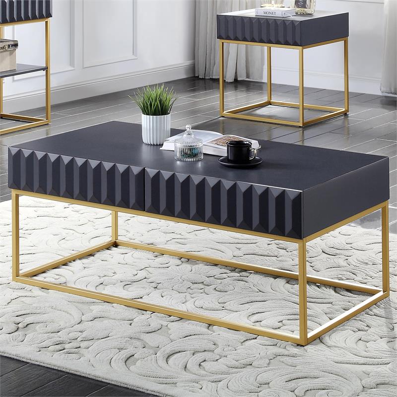 Furniture of America Giffore Metal 2-Piece Coffee Table Set in Antique Blue