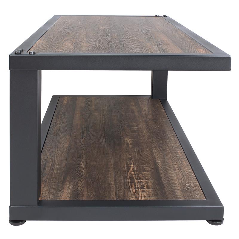 Furniture of America Carmina Industrial Metal 1-Shelf Coffee Table in Sand Black