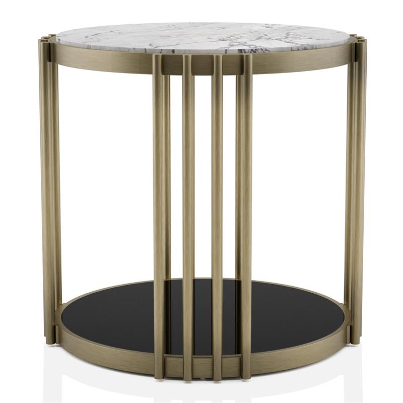 Furniture of America Kual Contemporary Metal 2-Piece Coffee Table Set in Brass