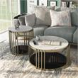 Furniture of America Kual Contemporary Metal 2-Piece Coffee Table Set in Brass