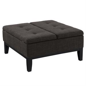 Furniture of America Fernee Transitional Fabric Storage Ottoman in Gray