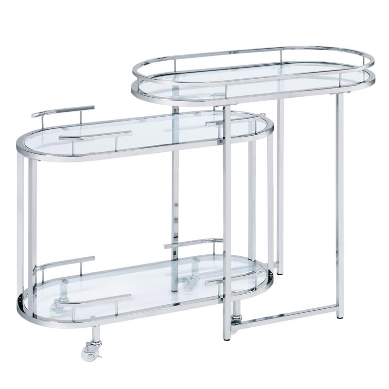 Furniture of America Noehmi Contemporary Metal 3-Tier Serving Cart in Chrome