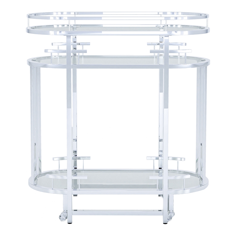 Furniture of America Noehmi Contemporary Metal 3-Tier Serving Cart in Chrome