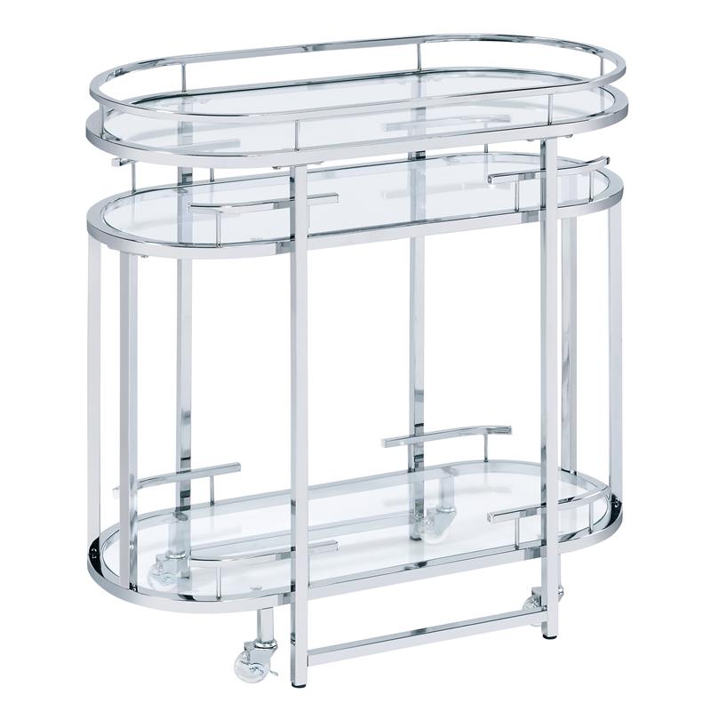 Furniture of America Noehmi Contemporary Metal 3-Tier Serving Cart in Chrome