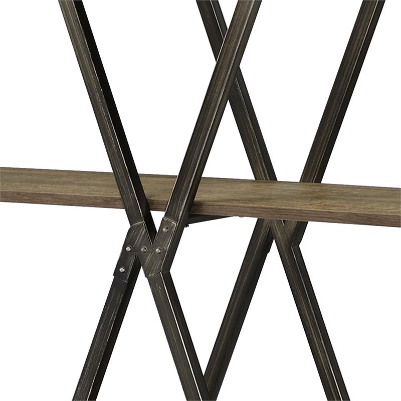 Furniture of America Edz Rustic Metal 5-Shelf Bookcase in Oak and Gun Metal