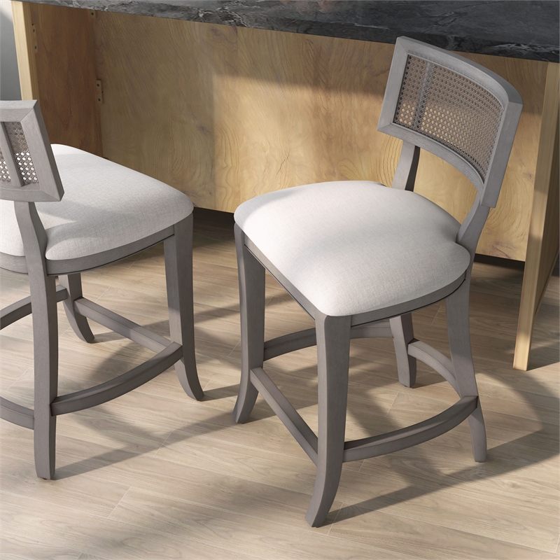 Furniture of America Averill Wood Padded Counter Height Chair in Gray Wash