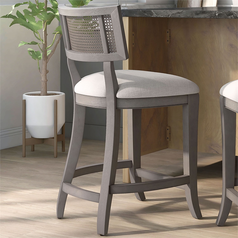 Furniture of America Averill Wood Padded Counter Height Chair in Gray Wash