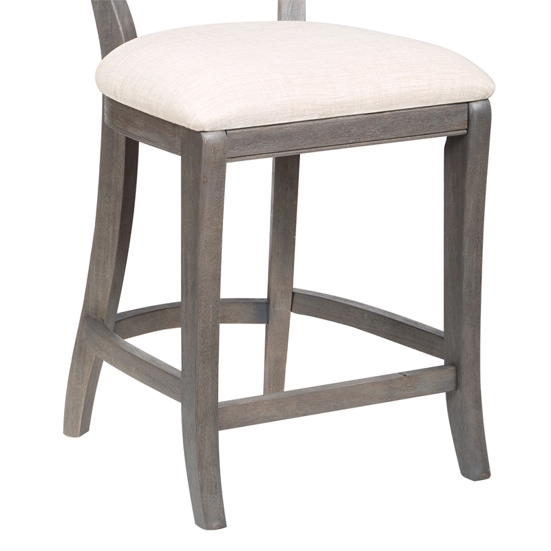 Furniture of America Averill Wood Padded Counter Height Chair in Gray Wash