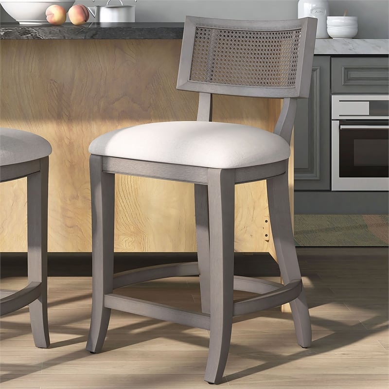 Furniture of America Averill Wood Padded Counter Height Chair in Gray Wash