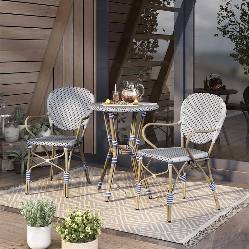 Furniture of America Hamner Aluminum 3-Piece Outdoor Bistro Set in White