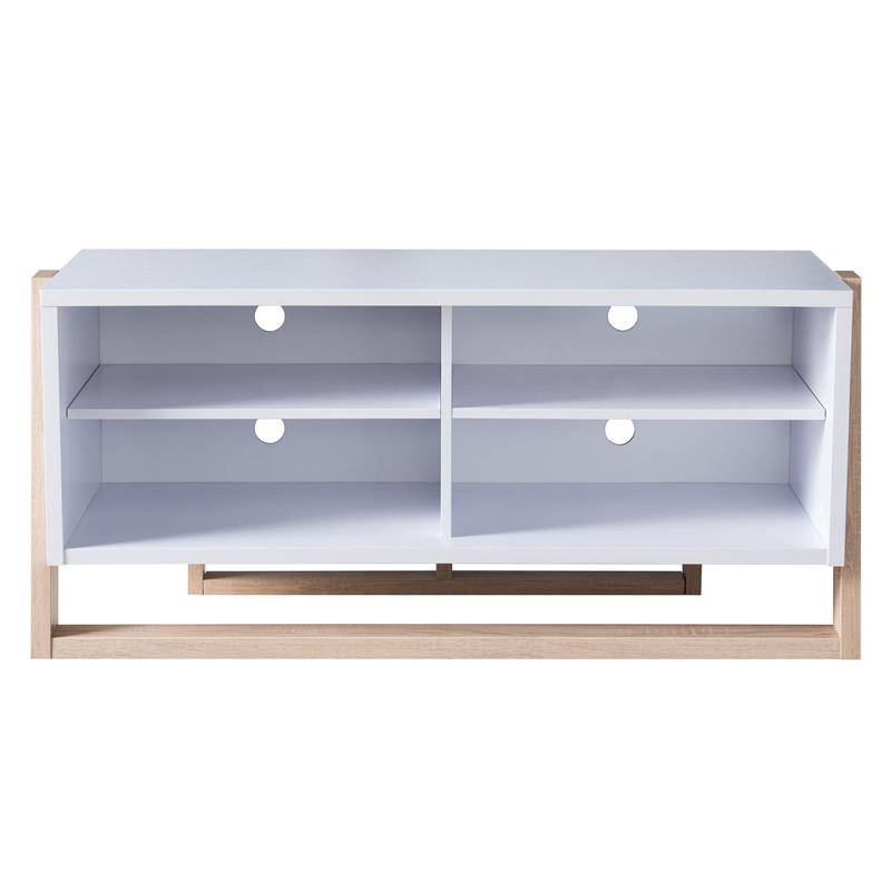 Furniture of America Kente Contemporary Wood 4-Shelf TV Stand in Natural Tone