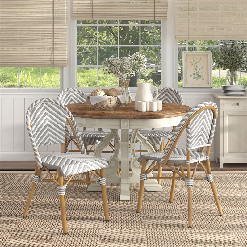 Furniture of America Acti Modern Aluminum Patio Dining Chair in Gray (Set of 4)