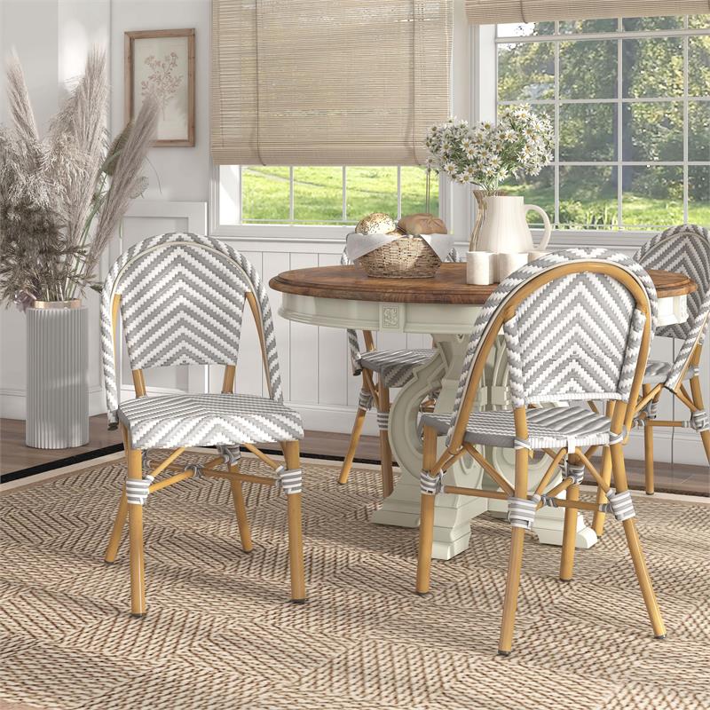 Furniture of America Acti Modern Aluminum Patio Dining Chair in Gray (Set of 4)