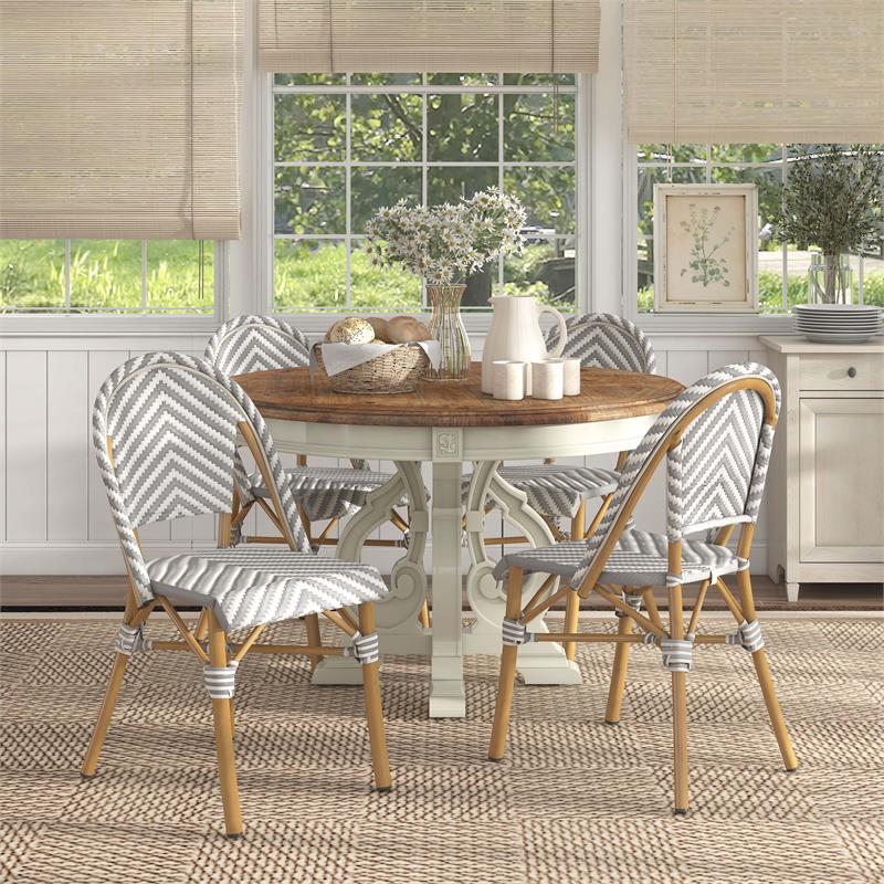 Furniture of America Acti Modern Aluminum Patio Dining Chair in Gray (Set of 4)