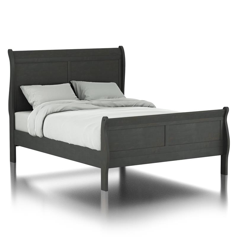 Furniture of America Jussy Transitional Solid Wood Full Sleigh Bed in Gray