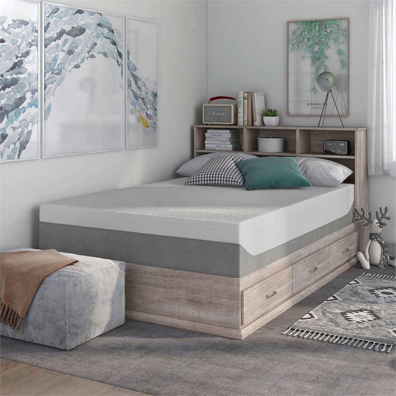 Furniture of America Rheit Casual Fabric Full Memory Foam Mattress in White
