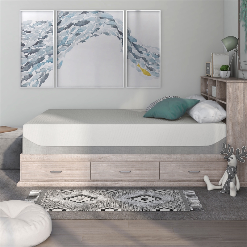 Furniture of America Rheit Casual Fabric Full Memory Foam Mattress in White