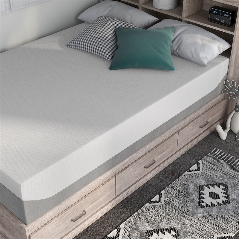 Furniture of America Rheit Casual Fabric Full Memory Foam Mattress in White