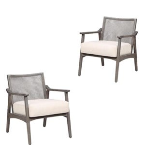FOA Averill Wood Cushioned Accent Chair in Gray Wash Set of 2