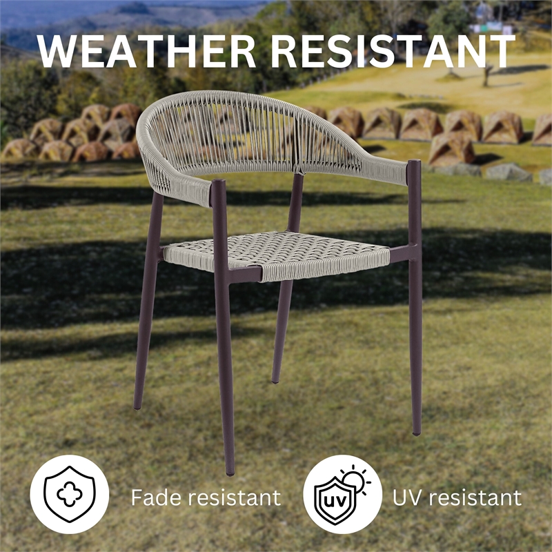 Furniture of America Clark Aluminum Patio Dining Chair in Dark Brown (Set of 2)