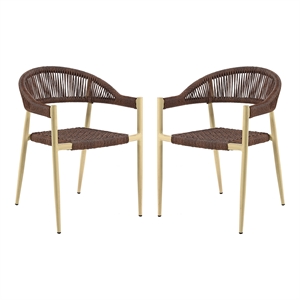 Furniture of America Clark Aluminum Patio Dining Chair in Natural (Set of 2)