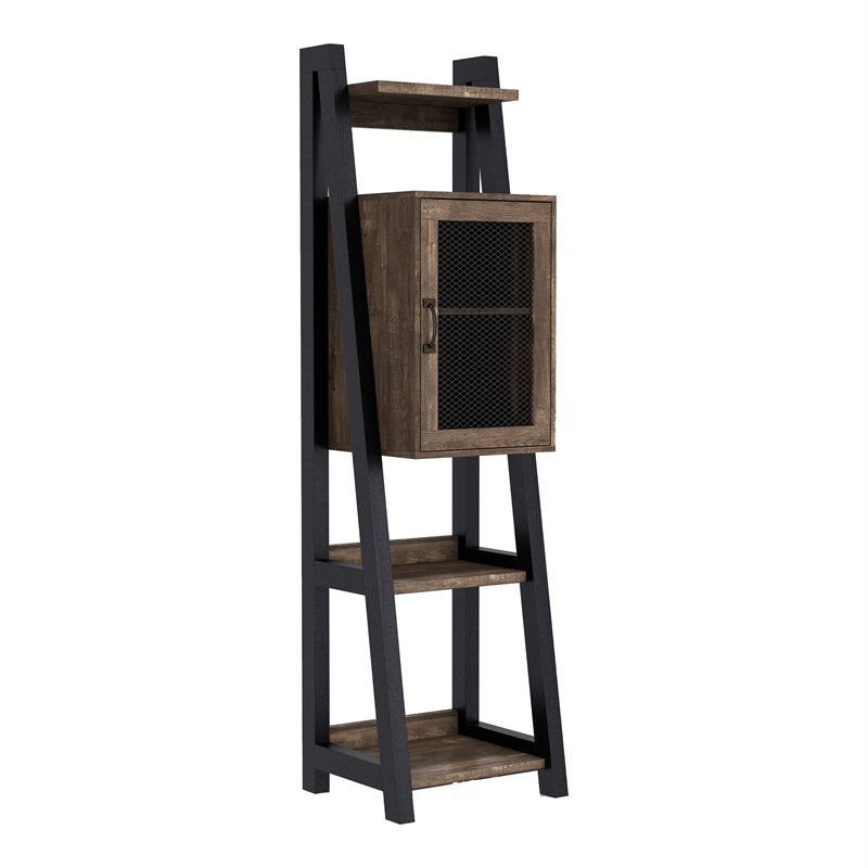 Furniture of America Acres Wood 5-Shelf Tower Cabinet in Brown
