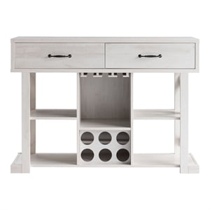 Furniture of America Acres Farmhouse Wood Wine Bar in White Oak