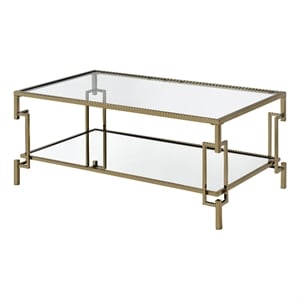Furniture of America Anaheim Metal 1-Shelf Coffee Table in Gold Champagne