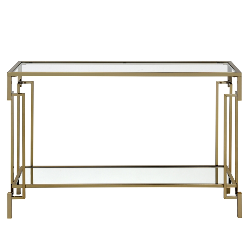 Furniture of America Anaheim Metal 1-Shelf Sofa Table in Gold Champagne