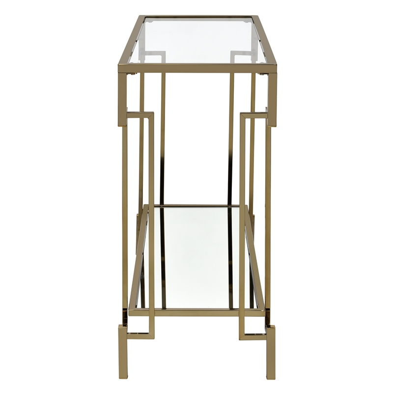 Furniture of America Anaheim Metal 1-Shelf Sofa Table in Gold Champagne
