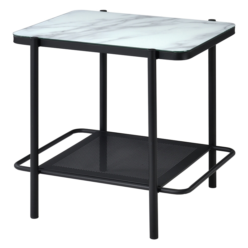 Furniture of America Joaquin Metal 2-Piece Coffee Table Set in Black and White
