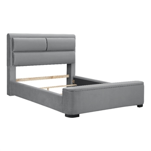 Furniture of America Fremont Contemporary Fabric Twin Bed with Storage in Gray