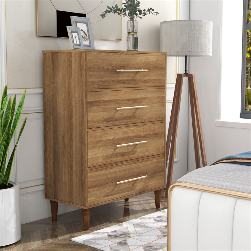 Furniture of America Irvine Farmhouse Wood 4-Drawer Chest in Light Oak