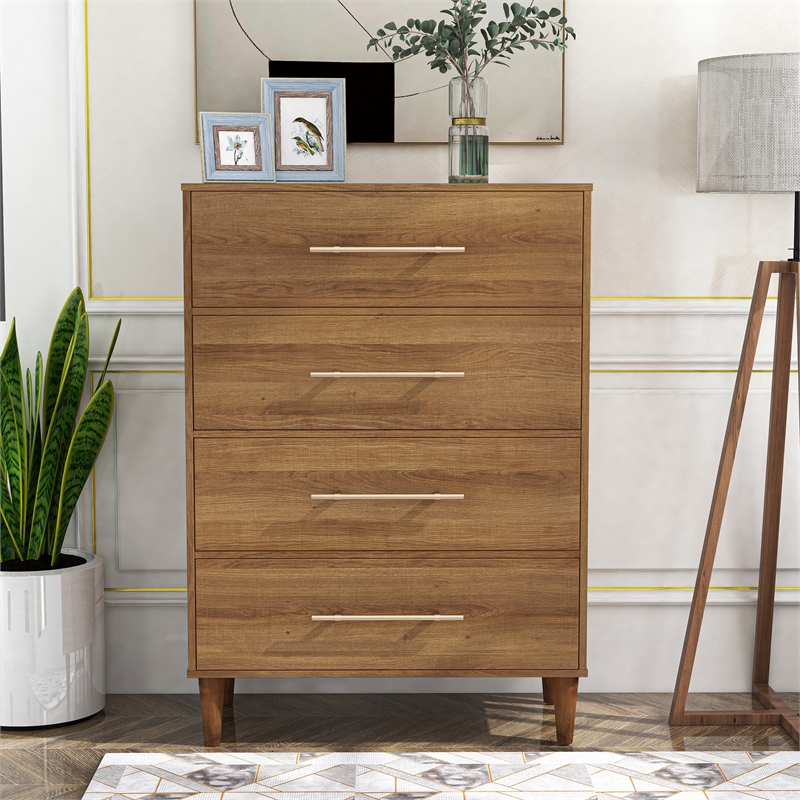 Furniture of America Irvine Farmhouse Wood 4-Drawer Chest in Light Oak