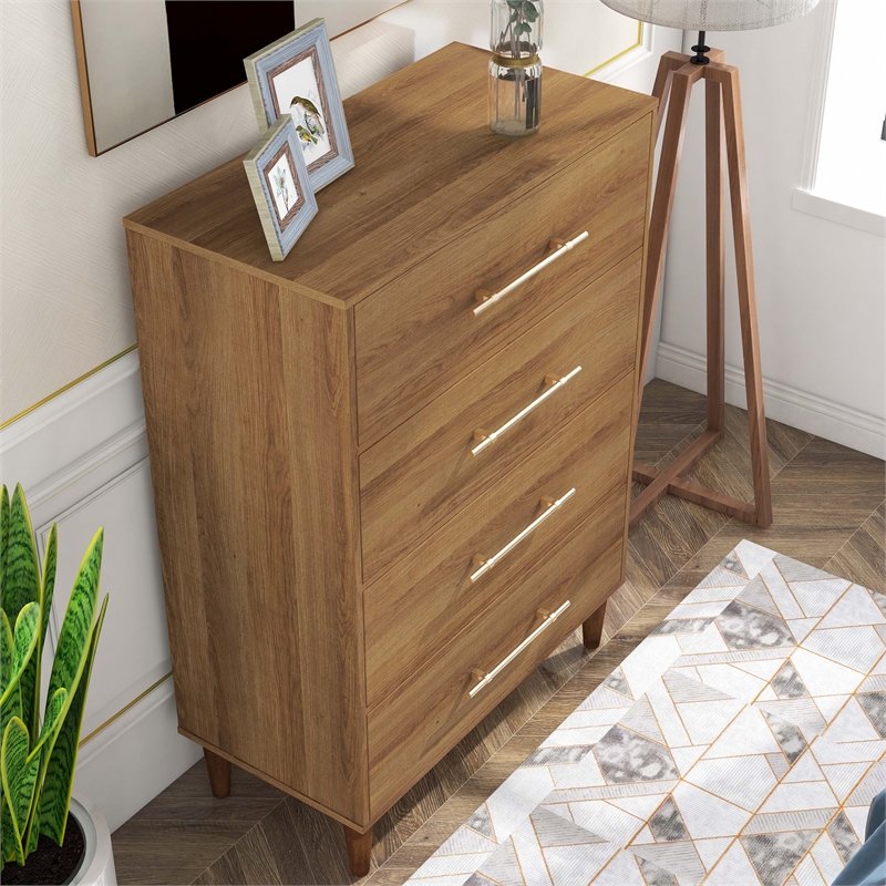 Furniture of America Irvine Farmhouse Wood 4-Drawer Chest in Light Oak