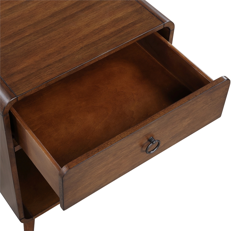 Furniture of America Ocala Mid-Century Wood 1-Drawer Side Table in Dark Oak