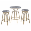 Furniture of America Saginaw Aluminum 3-Piece Patio Dining Table Set in Navy
