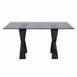 Furniture of America Saginaw Gray Glass Top Dining Table in Black