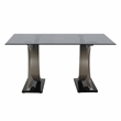 Furniture of America Saginaw Double Pedestal Glass Top Dining Table in Gray