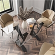 Furniture of America Saginaw Clear Glass Top Dining Table in Black