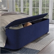 Furniture of America Fremont Contemporary Fabric Full Bed with Storage in Navy