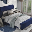 Furniture of America Fremont Contemporary Fabric Queen Bed with Storage in Navy