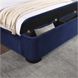 Furniture of America Fremont Contemporary Fabric Queen Bed with Storage in Navy