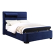 Furniture of America Fremont Contemporary Fabric Queen Bed with Storage in Navy