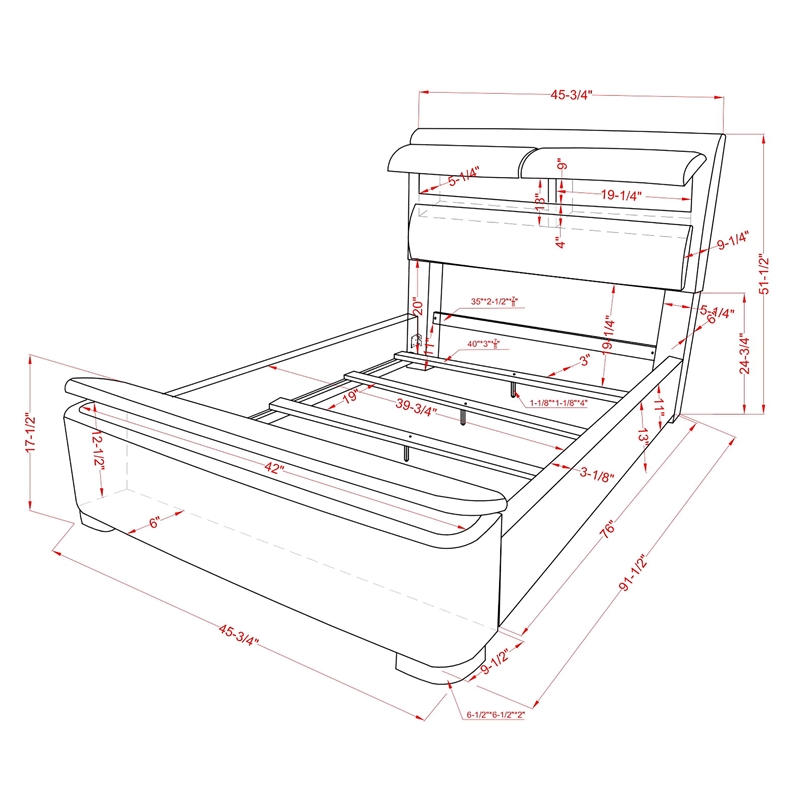 Furniture of America Fremont Contemporary Fabric Twin Bed with Storage in Navy