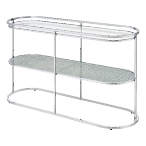 Furniture of America Ludington Metal 1-Shelf Waterfall Sofa Table in Chrome