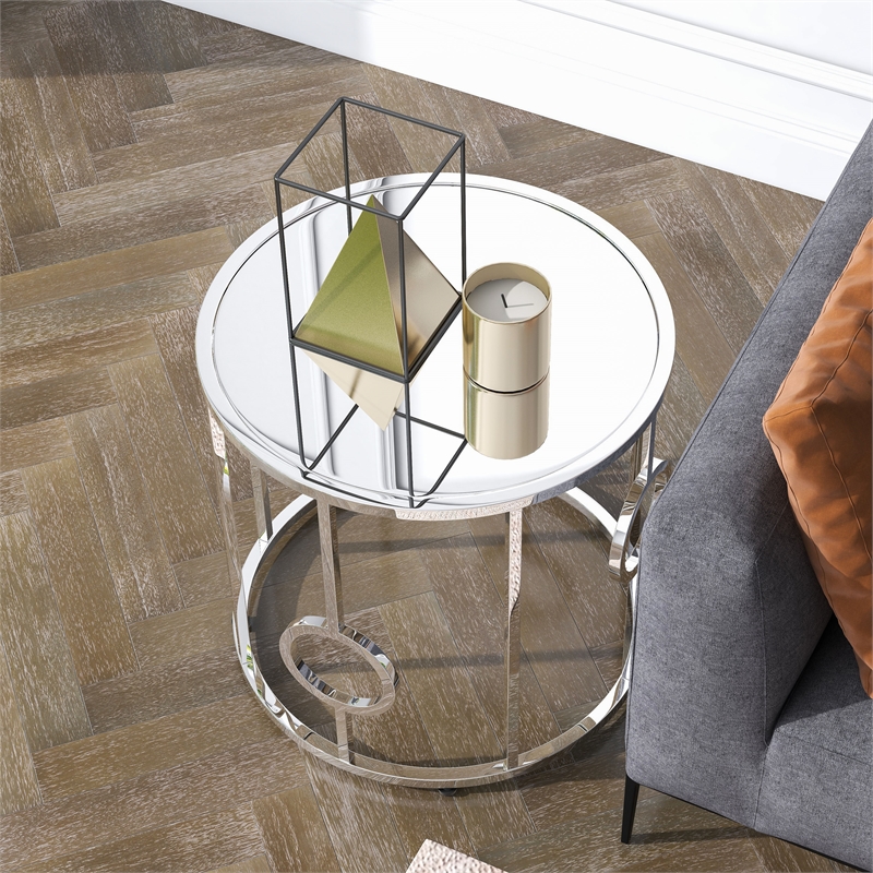 Furniture of America Harper Contemporary Metal Round End Table in Chrome