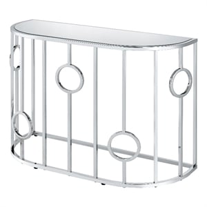 Furniture of America Harper Contemporary Metal Half-Circle Sofa Table in Chrome